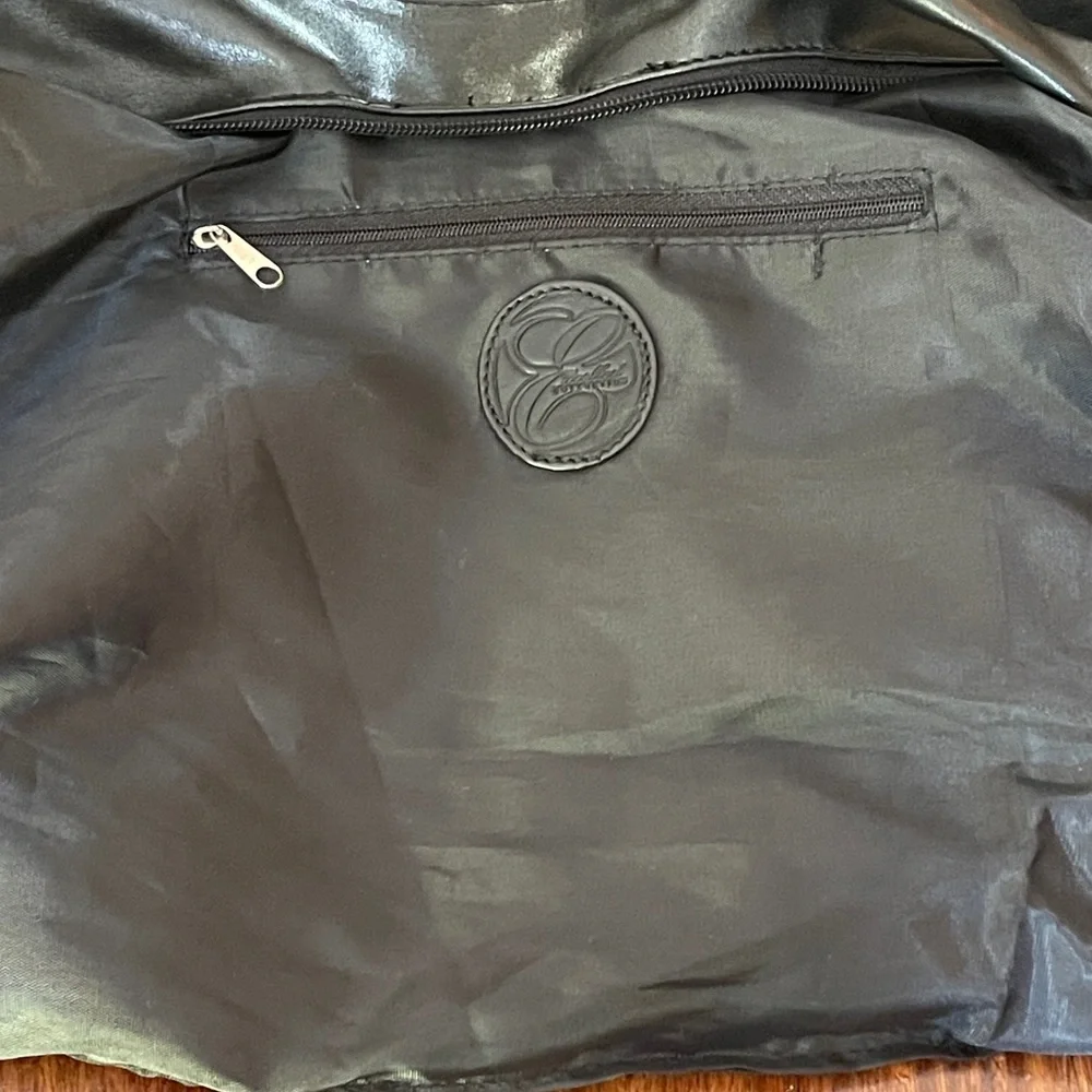 Excelled Collection Black Leather Hobo bag w/ Metal Grommets